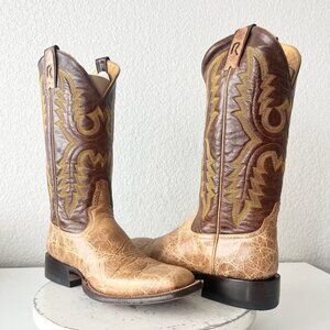 Rod Patrick Mens Cowboy Boots 10.5A Tan Antique Bison Brown Western Square Toe